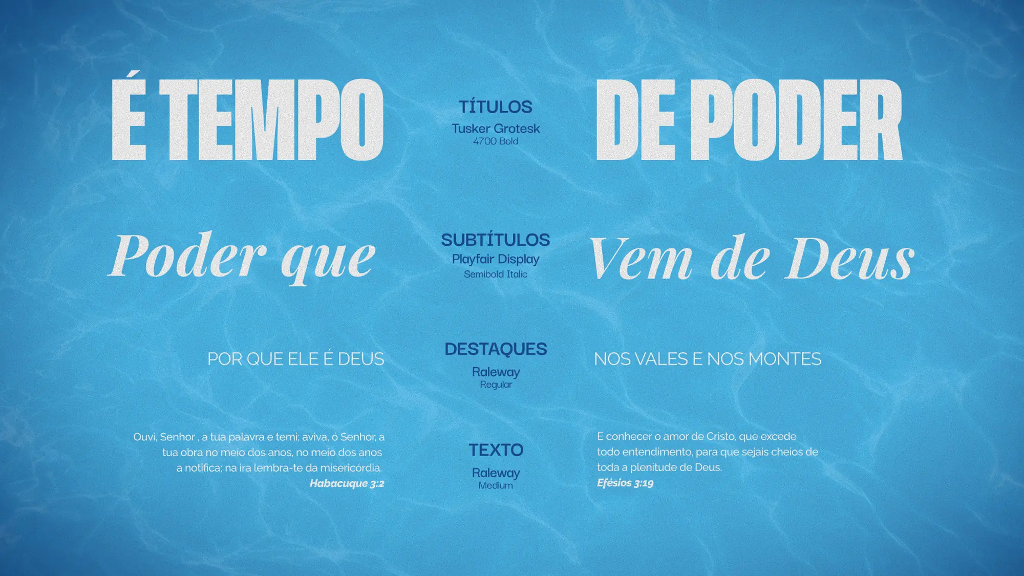 Tipografia da marca: Tusker Grotesk, Playfair Display e Raleway