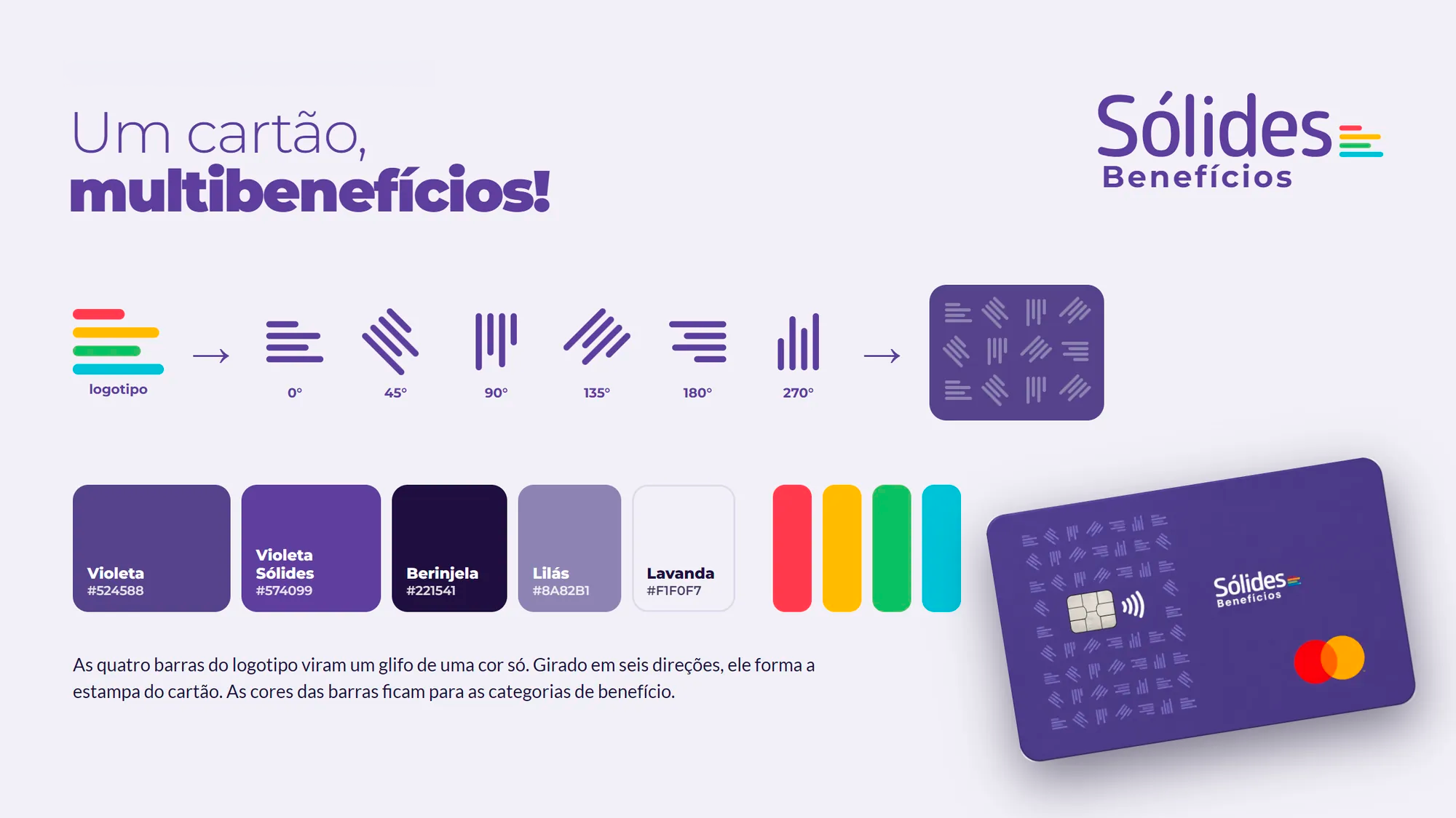 Sistema visual do cartão Sólides Benefícios