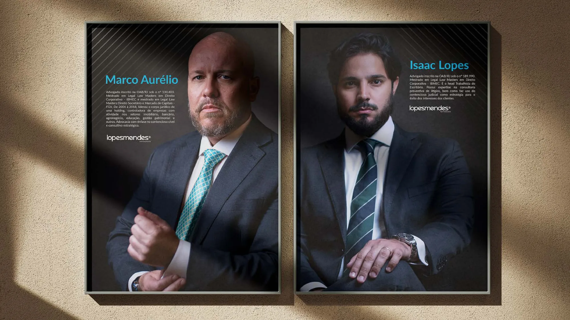 Quadros dos sócios Marco Aurélio e Isaac Lopes
