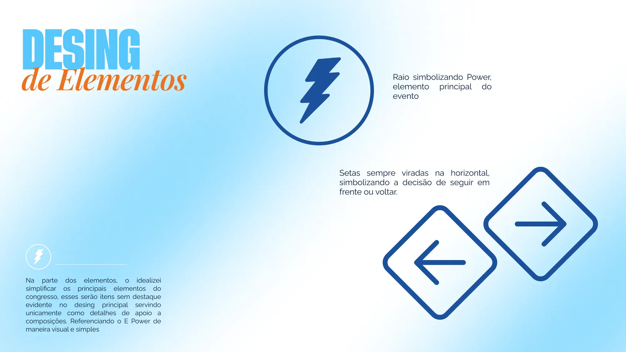 Elementos gráficos: o raio e as setas de decisão