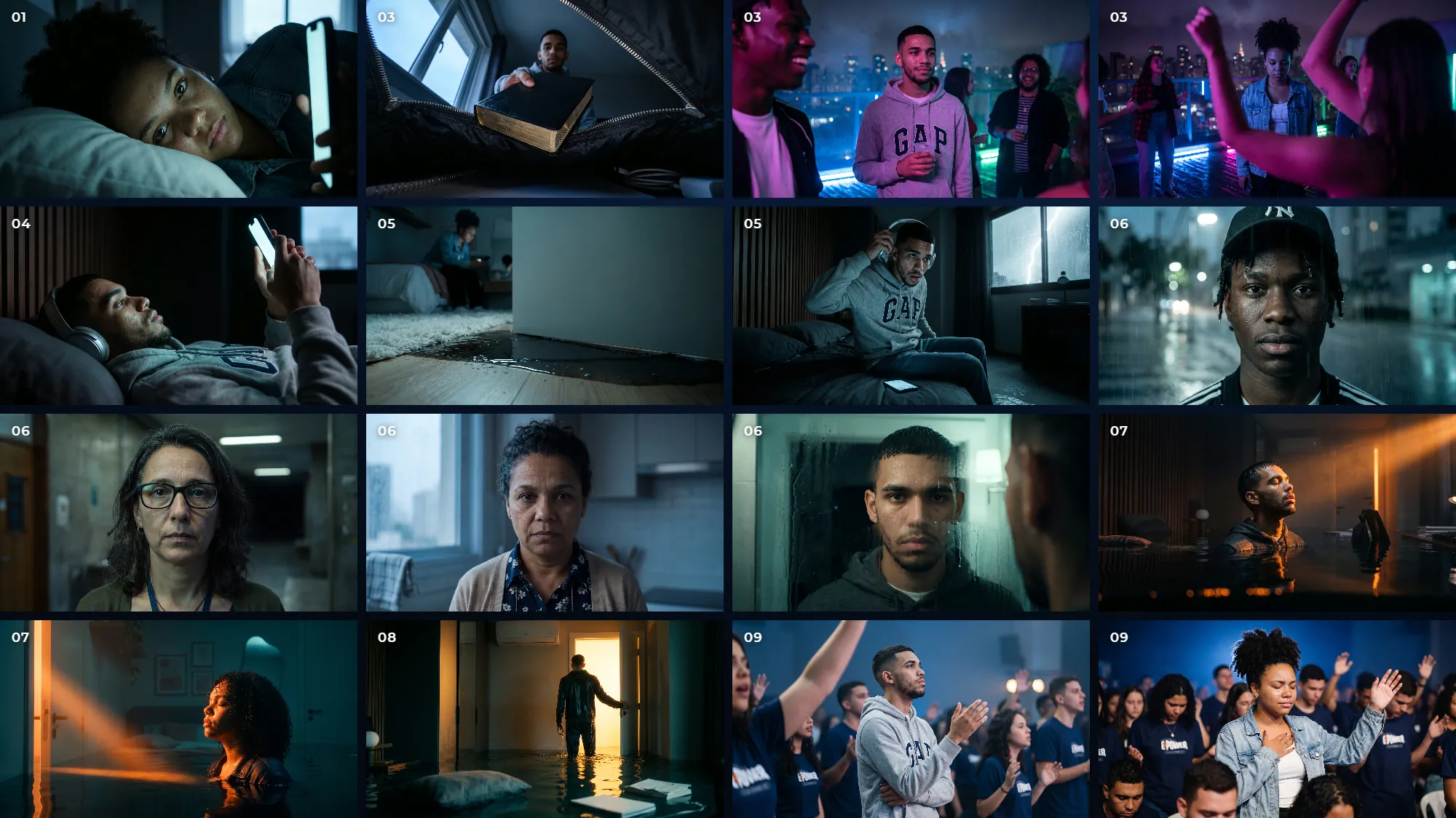 Os 16 frames-chave do filme, em ordem de cena